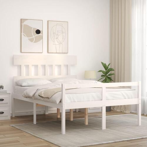 Seniorseng med sengegavl 140x200 cm massivt træ hvid