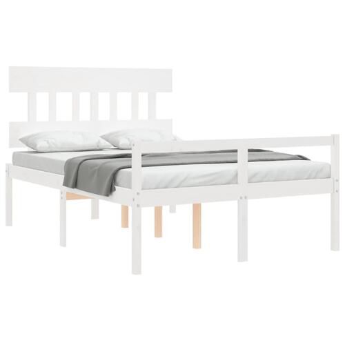 Seniorseng med sengegavl 140x200 cm massivt træ hvid