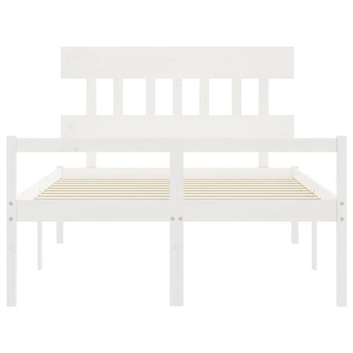 Seniorseng med sengegavl 140x200 cm massivt træ hvid