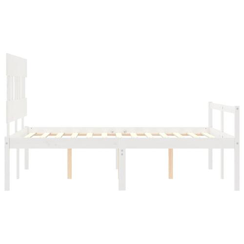 Seniorseng med sengegavl 140x200 cm massivt træ hvid