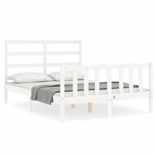 Sengeramme uden madras 140x190 cm massivt fyrretræ hvid