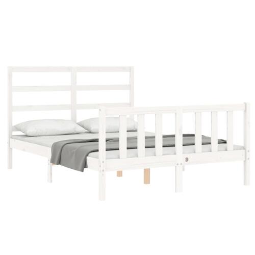 Sengeramme uden madras 140x190 cm massivt fyrretræ hvid