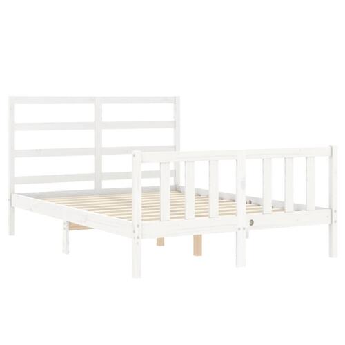 Sengeramme uden madras 140x190 cm massivt fyrretræ hvid