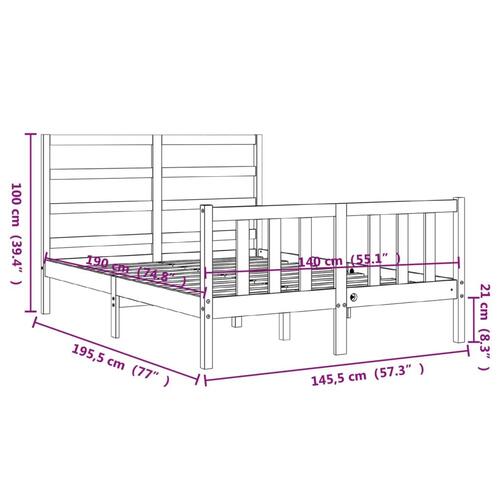 Sengeramme uden madras 140x190 cm massivt fyrretræ hvid