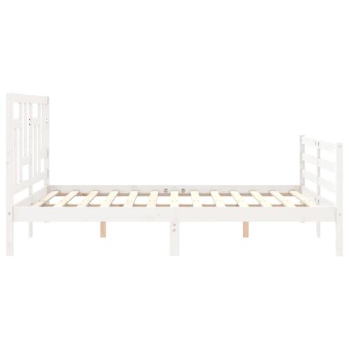 Sengeramme med sengegavl kingsize massivt træ hvid