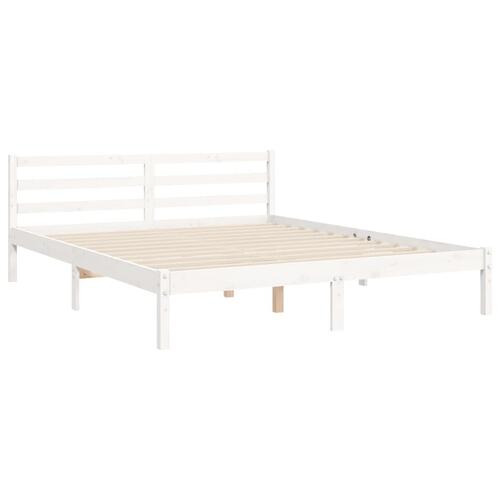 Sengeramme med sengegavl kingsize massivt træ hvid