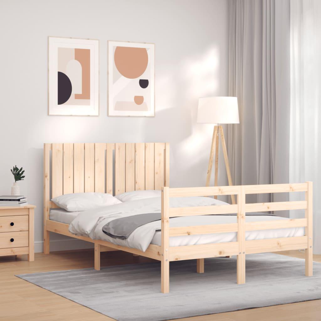 Sengeramme med sengegavl 120x200 cm massivt træ hvid