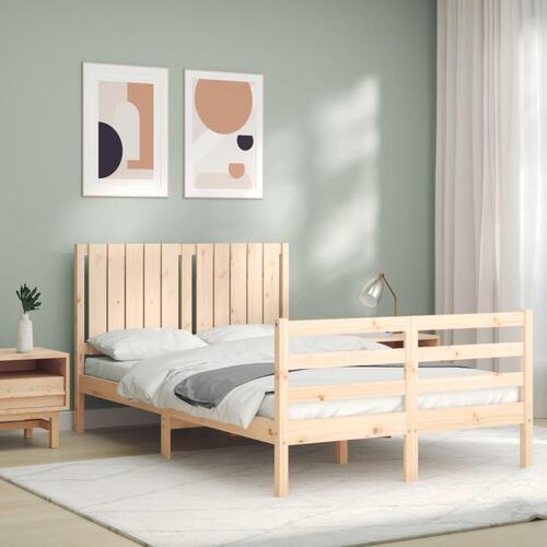 Sengeramme med sengegavl 120x200 cm massivt træ hvid