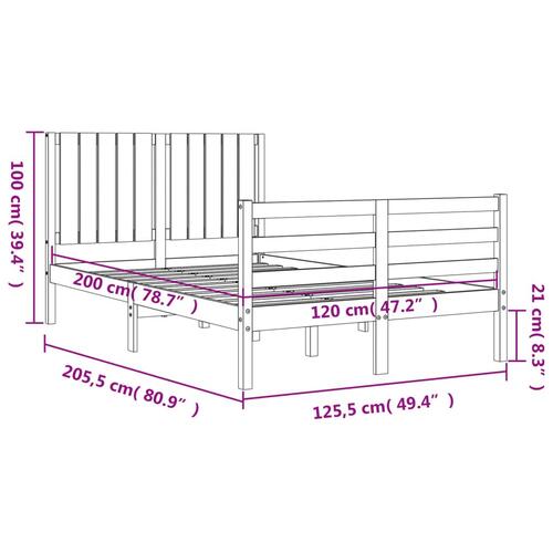 Sengeramme med sengegavl 120x200 cm massivt træ hvid