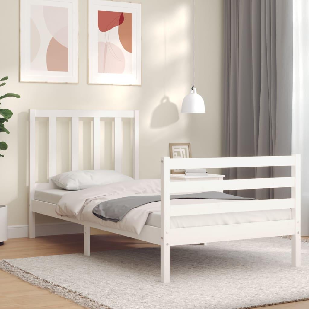 Sengeramme uden madras 100x200 cm massivt fyrretræ hvid