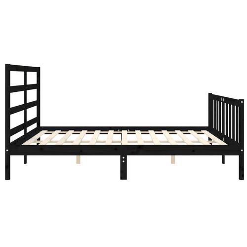 Sengeramme med sengegavl 200x200 cm massivt træ sort