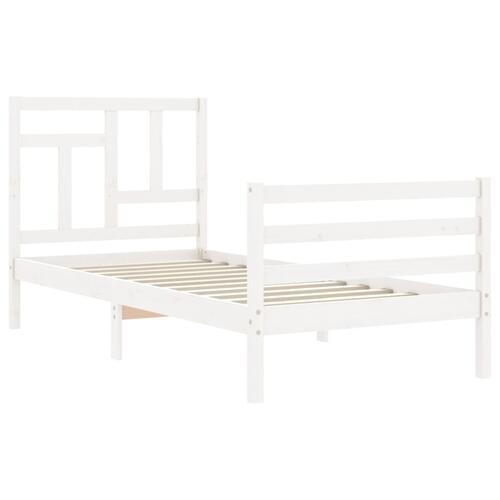 Sengeramme med sengegavl 90x200 cm massivt træ hvid