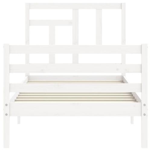 Sengeramme med sengegavl 90x200 cm massivt træ hvid