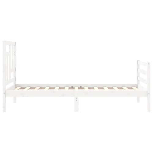 Sengeramme med sengegavl 90x200 cm massivt træ hvid