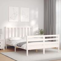 Sengeramme uden madras 140x190 cm massivt fyrretræ hvid