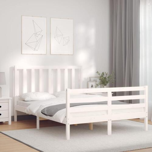 Sengeramme uden madras 140x190 cm massivt fyrretræ hvid