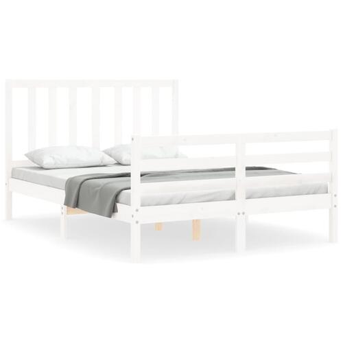 Sengeramme uden madras 140x190 cm massivt fyrretræ hvid
