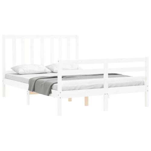 Sengeramme uden madras 140x190 cm massivt fyrretræ hvid