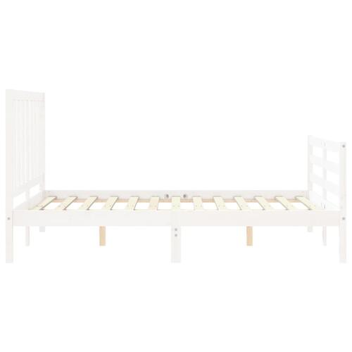 Sengeramme uden madras 140x190 cm massivt fyrretræ hvid