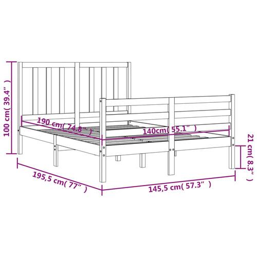 Sengeramme uden madras 140x190 cm massivt fyrretræ hvid