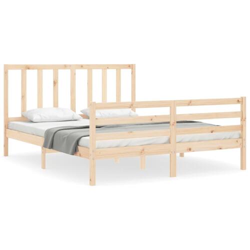 Sengeramme med sengegavl kingsize massivt træ