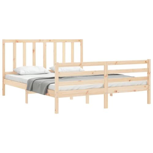 Sengeramme med sengegavl kingsize massivt træ