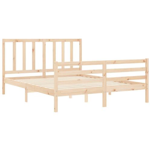 Sengeramme med sengegavl kingsize massivt træ