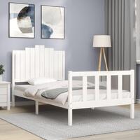 Sengeramme uden madras 100x200 cm massivt fyrretræ hvid