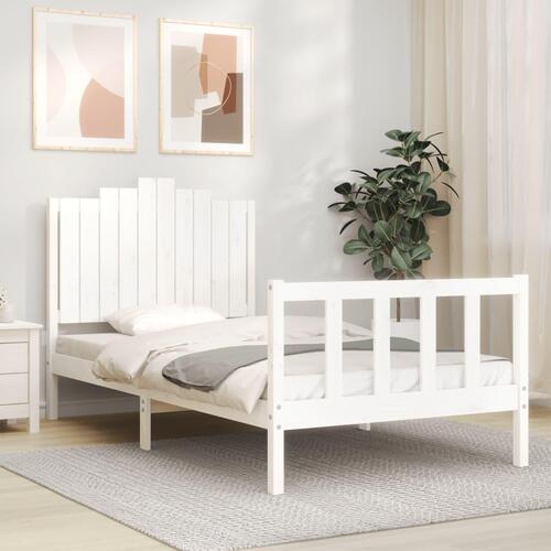 Sengeramme uden madras 100x200 cm massivt fyrretræ hvid