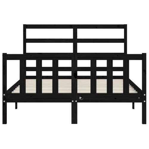 Sengeramme med sengegavl 140x190 cm massivt træ sort