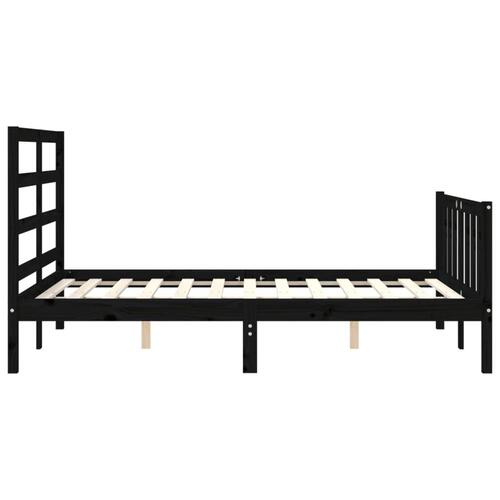 Sengeramme med sengegavl 140x190 cm massivt træ sort