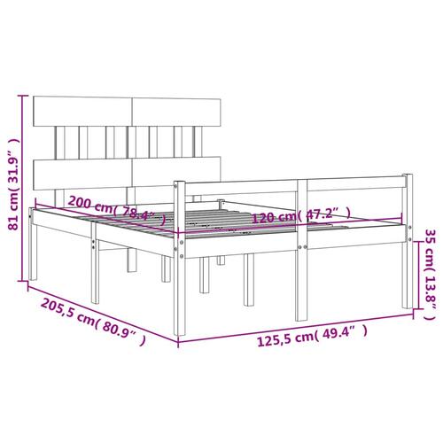 Seniorseng med sengegavl 120x200 cm massivt træ grå