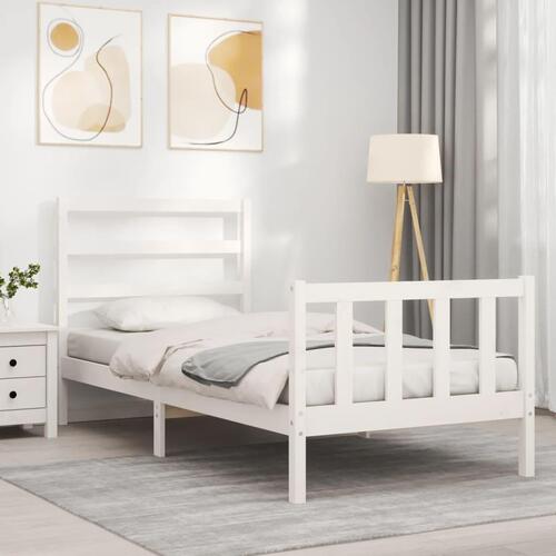 Sengeramme uden madras 90x200 cm massivt fyrretræ hvid
