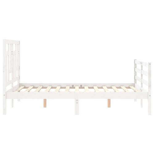 Sengeramme med sengegavl Small Double massivt træ hvid