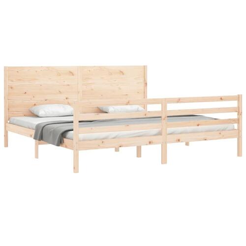 Sengeramme med sengegavl 200x200 cm massivt træ