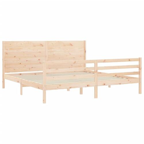 Sengeramme med sengegavl 200x200 cm massivt træ