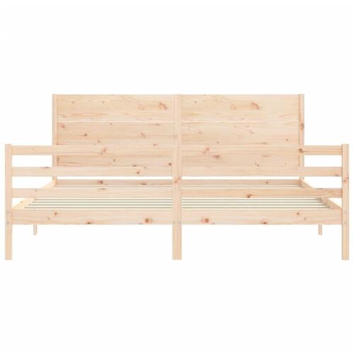 Sengeramme med sengegavl 200x200 cm massivt træ