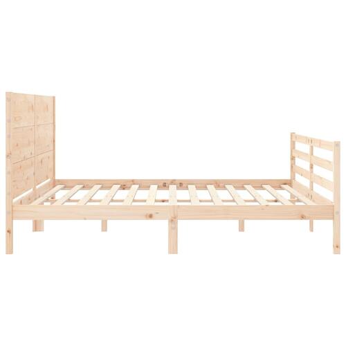 Sengeramme med sengegavl 200x200 cm massivt træ