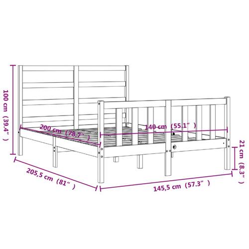 Sengeramme uden madras 140x200 cm massivt fyrretræ
