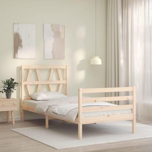 Sengeramme med sengegavl 90x200 cm massivt træ