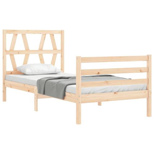Sengeramme med sengegavl 90x200 cm massivt træ