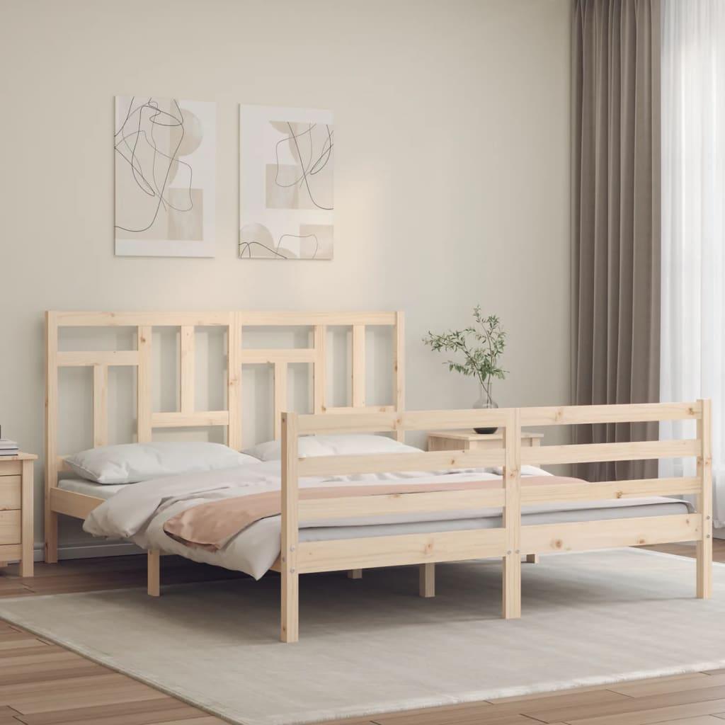 Sengeramme med sengegavl 160x200 cm massivt træ