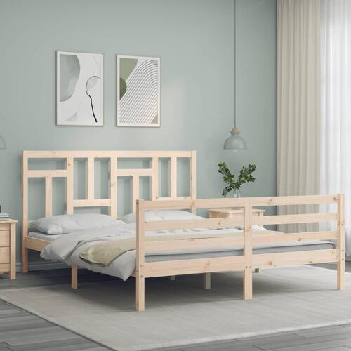 Sengeramme med sengegavl 160x200 cm massivt træ