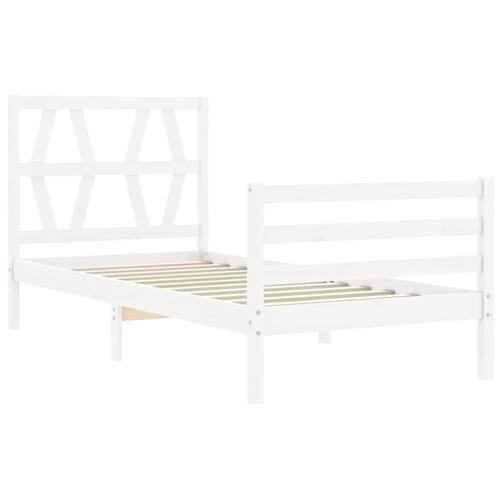 Sengeramme med sengegavl 90x200 cm massivt træ hvid