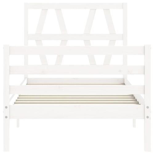 Sengeramme med sengegavl 90x200 cm massivt træ hvid