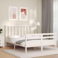Sengeramme uden madras 140x200 cm massivt fyrretræ hvid