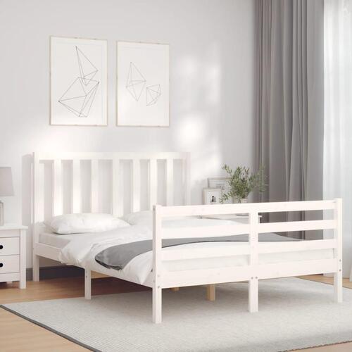 Sengeramme uden madras 140x200 cm massivt fyrretræ hvid