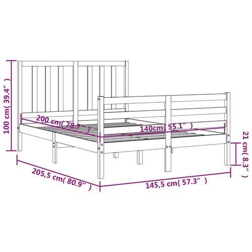 Sengeramme med sengegavl 140x200 cm massivt træ hvid