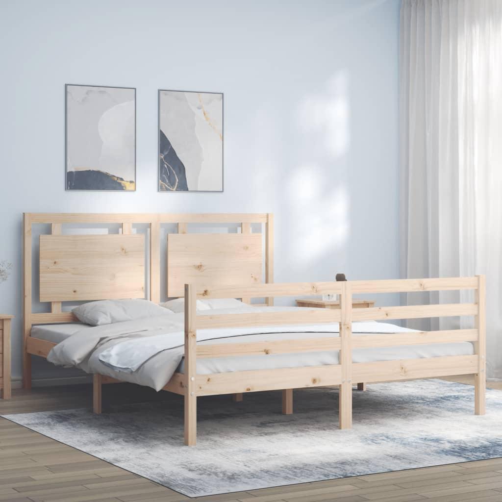 Sengeramme med sengegavl 160x200 cm massivt træ