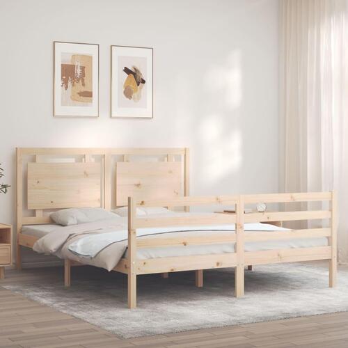 Sengeramme med sengegavl 160x200 cm massivt træ
